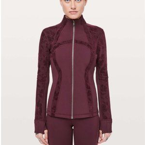 Lululemon Define Jacket Velvet Maroon Red Floral Flocked Dark Adobe Size 4